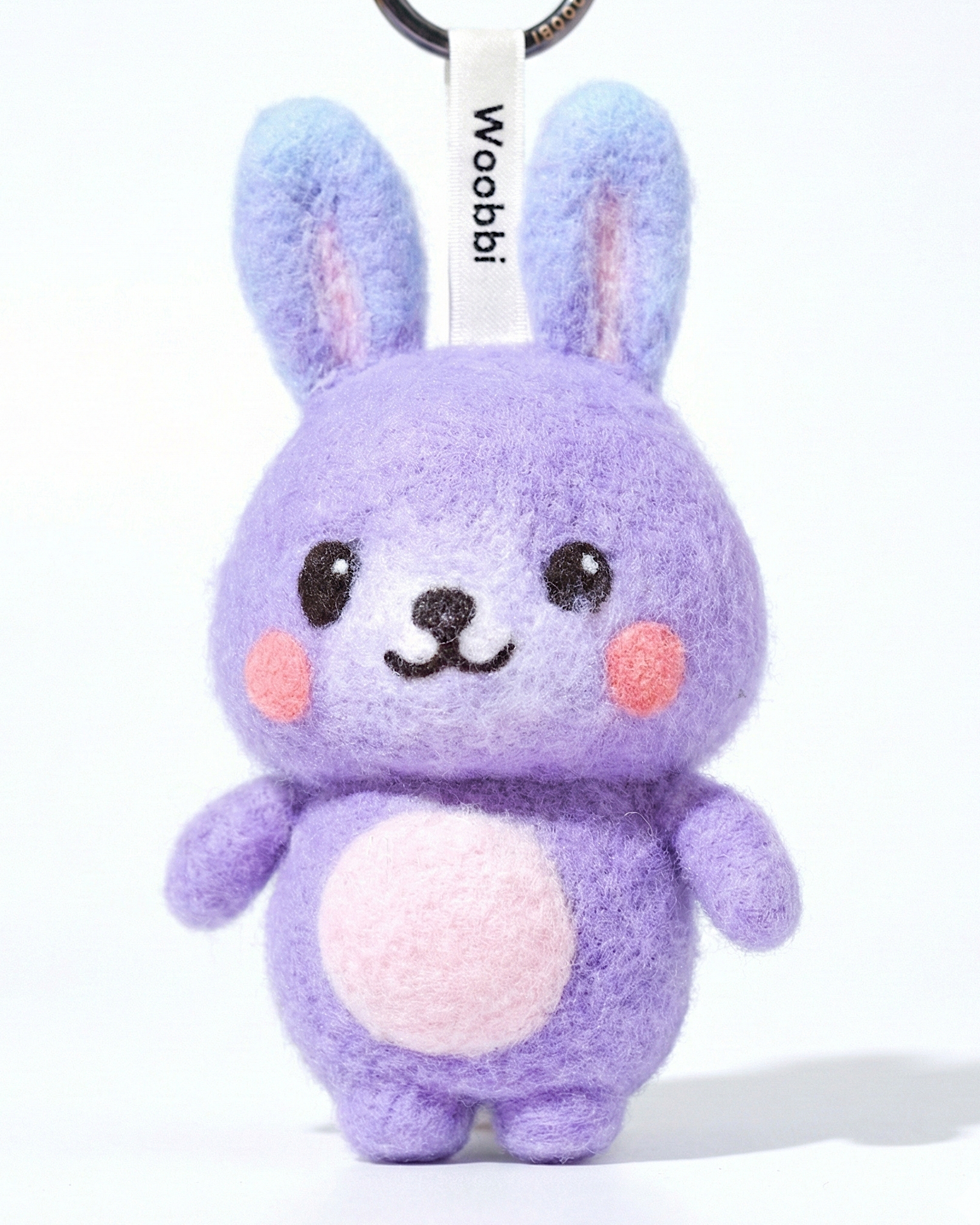 Needle Felted Bunny Bag Charm | Handmade Wool Keychain - Woobbi