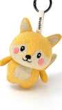 Yellow needle felted fox bag charm front view with white background