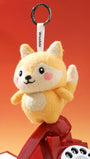 Cute wool fox keychain balancing on a retro telephone receiver, showcasing its sturdy needle-felted structure and playful design.