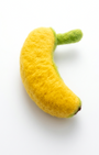 Handmade wool felt banana fridge magnet, 7 cm yellow fruit refrigerator decor
