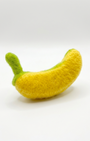 Wool felt banana refrigerator magnet, handmade yellow fruit kitchen decor, 7 cm size