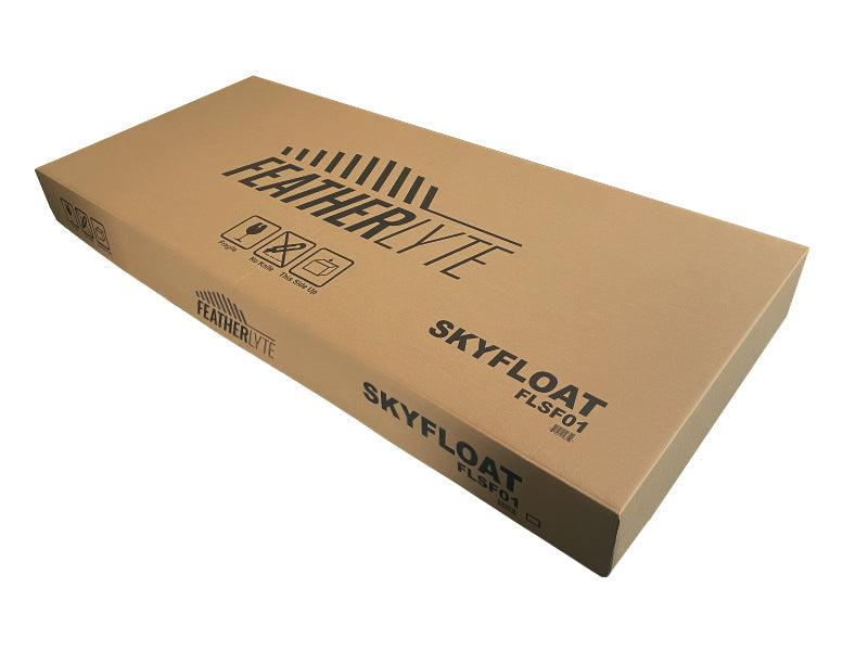 Woobbi sustainable packaging set featuring a custom white gift box with brown ribbon and a reusable brown drawstring dust bag with the Austin logo.