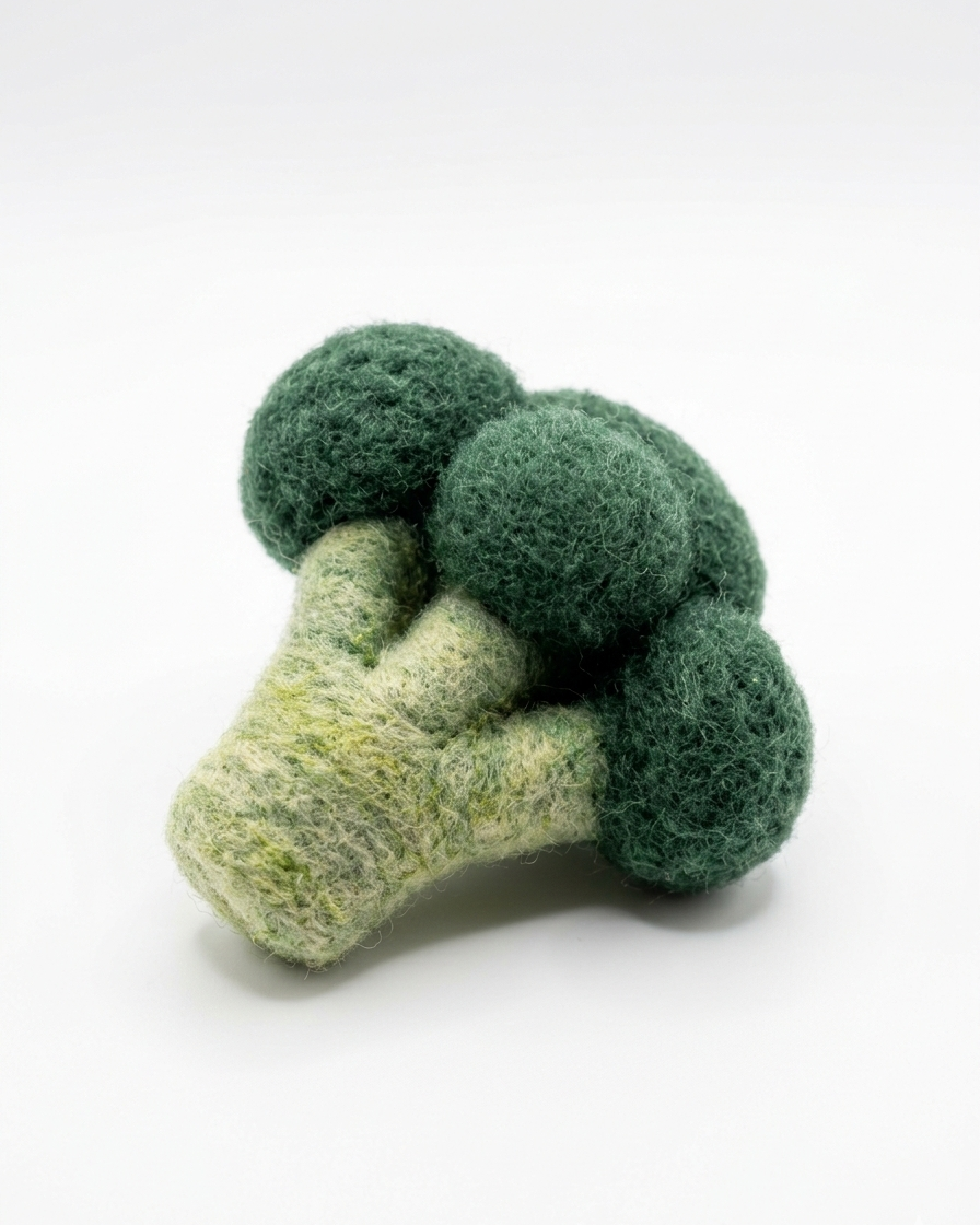 Textured green broccoli on a white background