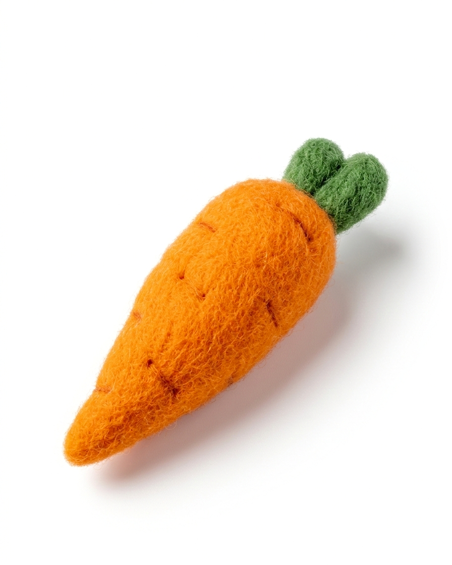 Handmade wool felt carrot fridge magnet, 7 cm orange vegetable refrigerator decor