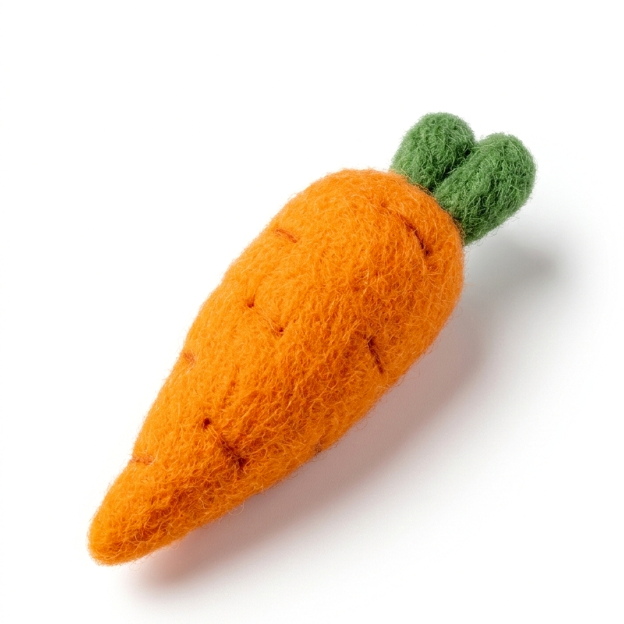 Handmade wool felt carrot fridge magnet, 7 cm orange vegetable refrigerator decor