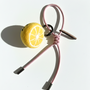 Needle-felted lemon slice bag charm with pink cord and silver aglets.