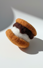 Handmade s’more wool magnet, needle-felted with chocolate and marshmallow layers