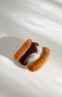 Needle-felted s’more magnet made from natural wool, minimalist food design