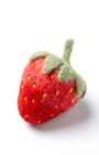 Handmade wool felt strawberry fridge magnet, 6 cm red fruit refrigerator decor