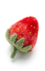 Wool felt strawberry refrigerator magnet, handmade red fruit kitchen decor, 6 cm size