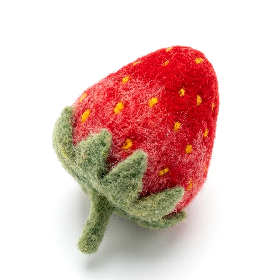 Strawberry Wool Felt Fridge Magnet - Woobbi