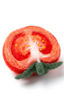 Handmade wool felt tomato slice fridge magnet, 6 cm red vegetable refrigerator decor